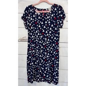 Hatley Navy White Sailboat Dress Size MED Preppy Cute Easy